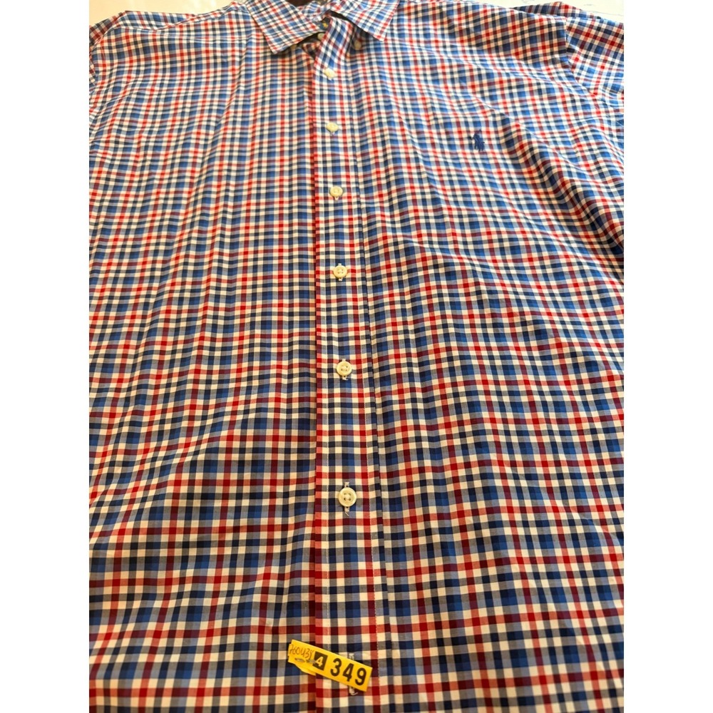 Polo Ralph Lauren Mens 2XB Red Blue Gingham Cotton Stretch Button Down Shirt - Picture 6 of 9